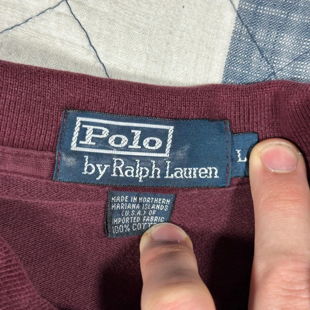 Polo Ralph Lauren‎ Mens Large Burgundy Maroon Short Sleeve Cotton Polo Shirt